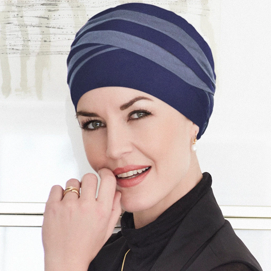 Christine Shanti Turban - Dark Blue/Lilac 3 Christine Shanti Turban - Dark Blue/Lilac