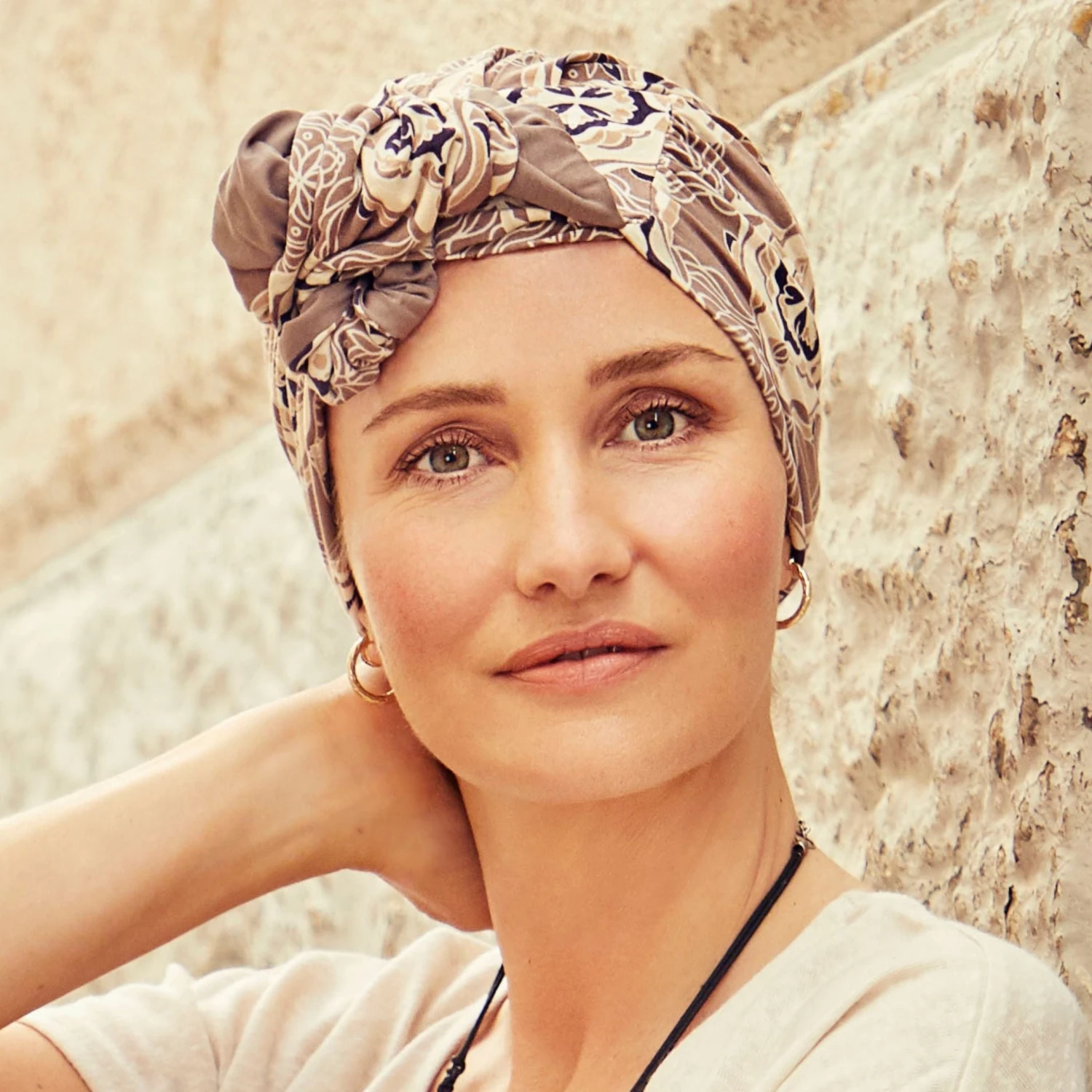 Christine Shakti Turban - Beige Ornaments 3 Christine Shakti Turban - Beige Ornaments