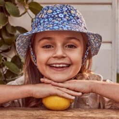 Levi Bucket Hat - Blue Flower -Cancer Council Supplies Shop B681BlueFloral81 57141 A