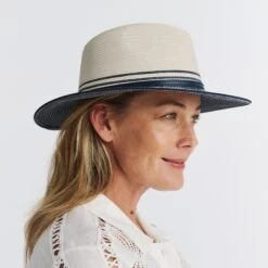 Heritage Town & Country Hat - Ivory/Navy 9 Heritage Town & Country Hat - Ivory/Navy -Cancer Council Supplies Shop BD146IvoryNavyHERITAGEModel 2