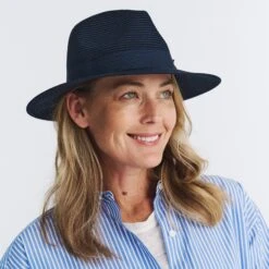 Sherry Fedora Hat - Navy