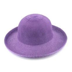 Classic Breton Hat - Purple -Cancer Council Supplies Shop R35LPurpleclassicBretonLinedFront