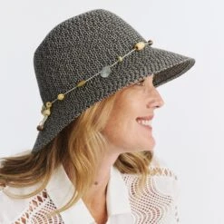 Bohemian Bucket Hat - Charcoal -Cancer Council Supplies Shop RL30CharcoalBOHEMIANModel 6