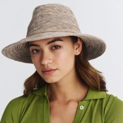 Jacqui Mannish Hat - Mixed Camel -Cancer Council Supplies Shop RL73MixCamelJACQUIModel 1