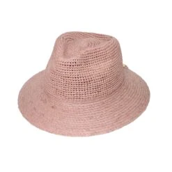Flora Raffia Fedora Hat - Light Pink