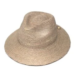 Flora Raffia Fedora Hat - Taupe