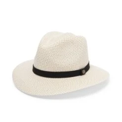 Outback Lightweight Fedora Hat - Ivory/Black -Cancer Council Supplies Shop RM733IvoryBlackangle