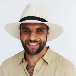 Outback Lightweight Fedora Hat - Ivory/Black